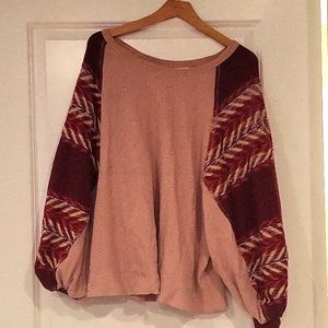 Slouchy Sweater-We the Free-Pink/Maroon-Size Large